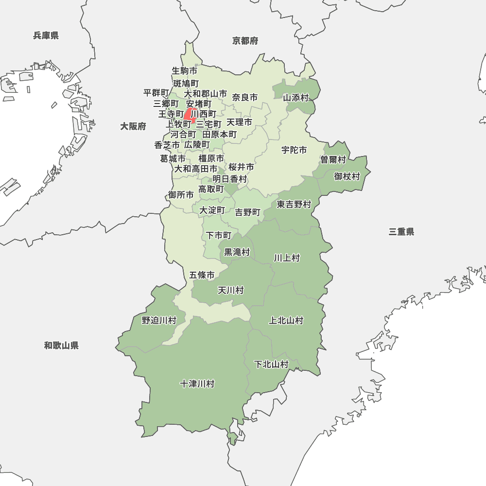 奈良県の地図